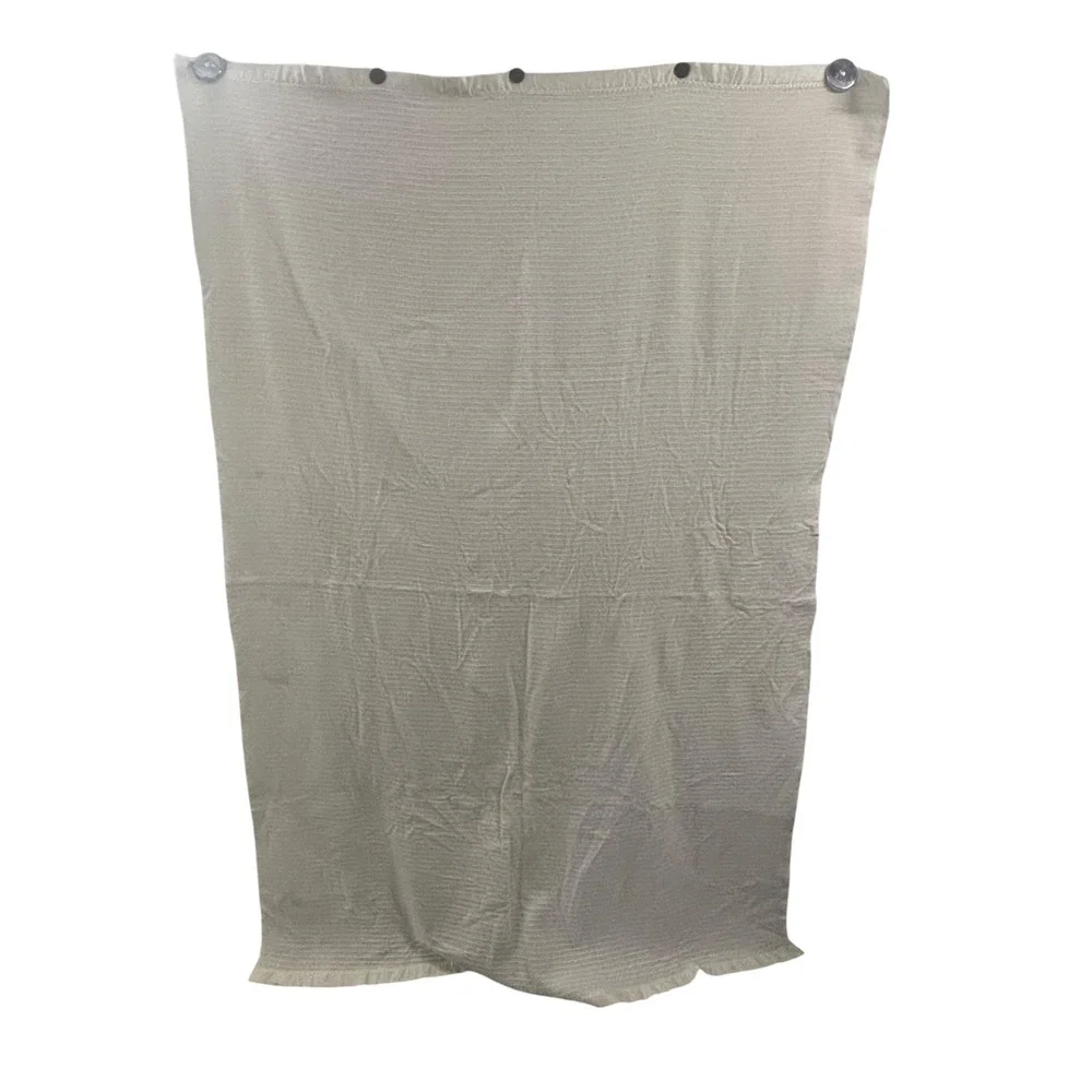 Vintage Cream Textured Acrylic Blanket Satin Trim Made in USA‎ 45x58 Throw